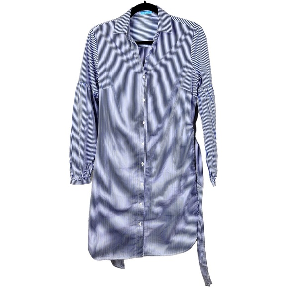 J. McLaughlin Millbury Shirt Dress Tie Belt Blue White Striped Small - Picture 6 of 16